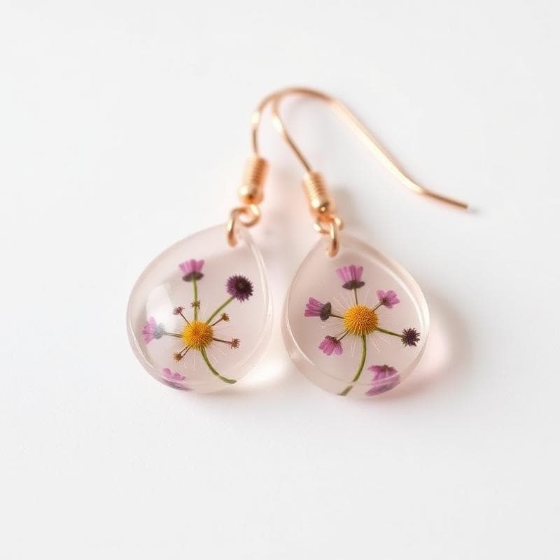 Resin earrings with pressed flowers