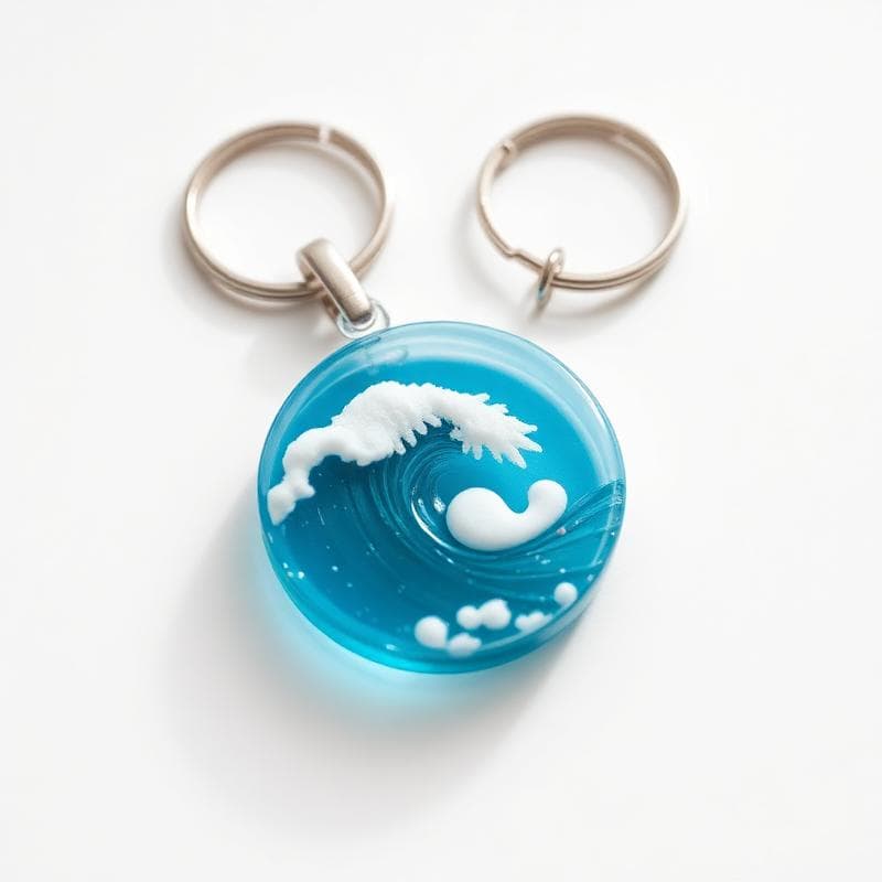 Ocean wave resin keychain